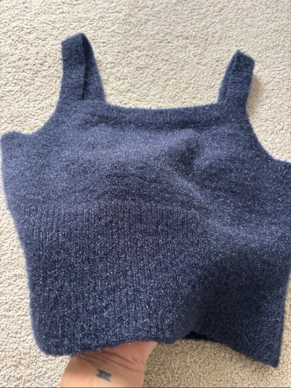 Navy blue knit crop top - Picture 3 of 3